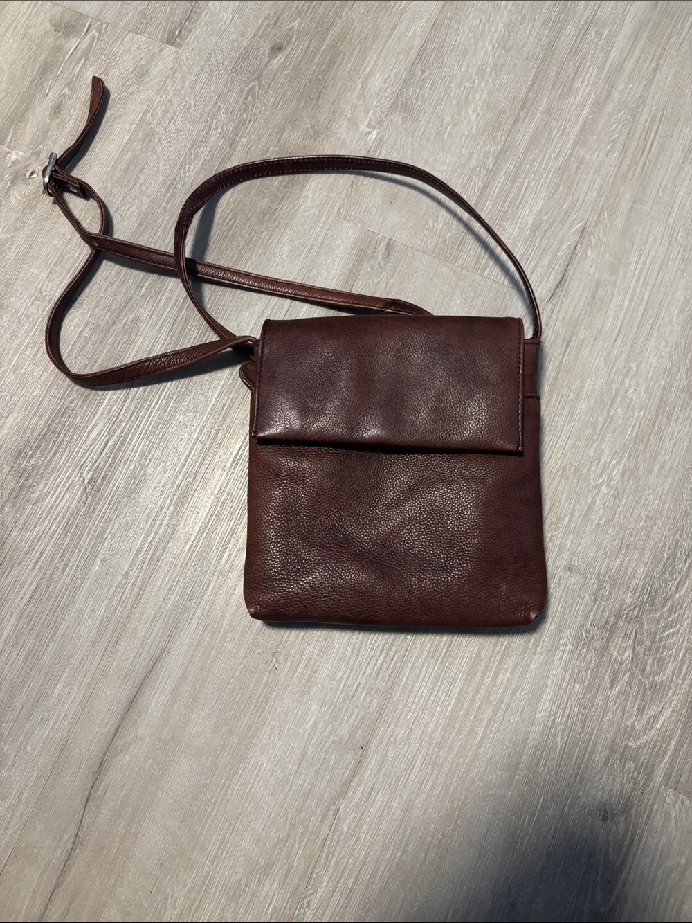Compact Brown Leather Crossbody Bag with Flap - Made in Italy